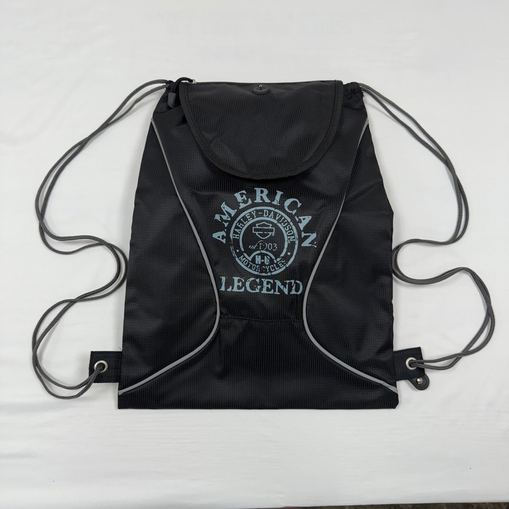 Harley Davidson American Legend Black Drawstring Backpack‎ Bag